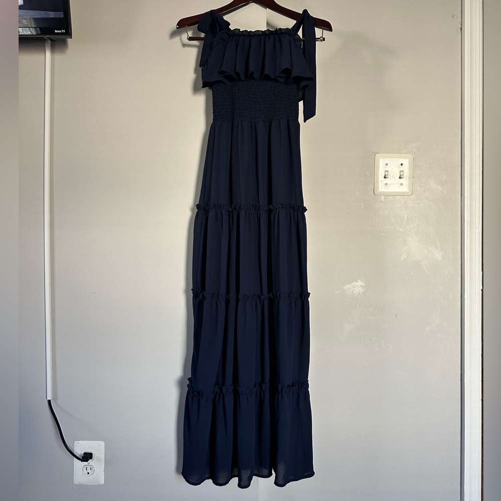 Altar’d State - XS - Navy Blue tiered ruffle maxi dress - NWOT